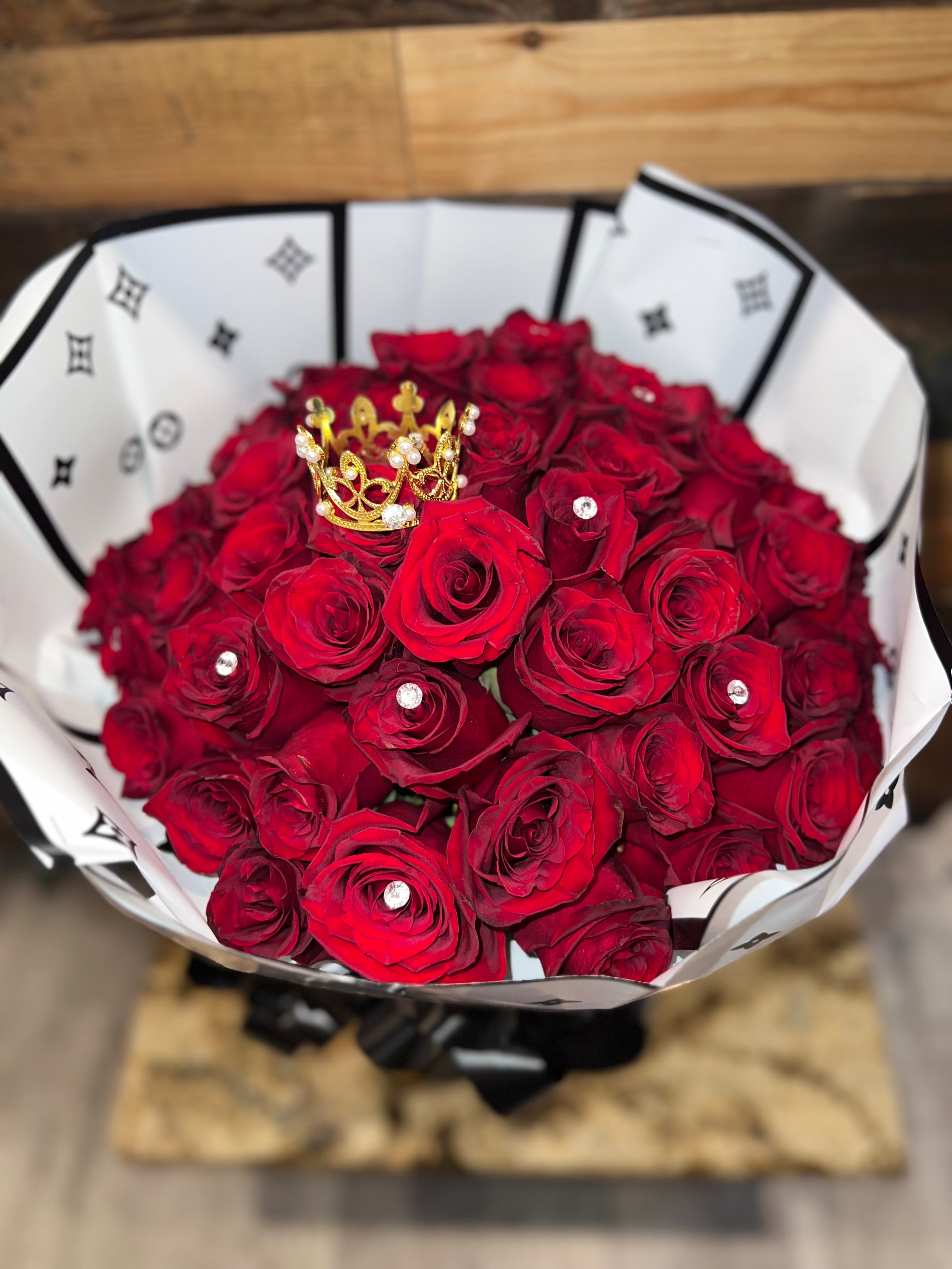 Crown & Red Roses Bouquet